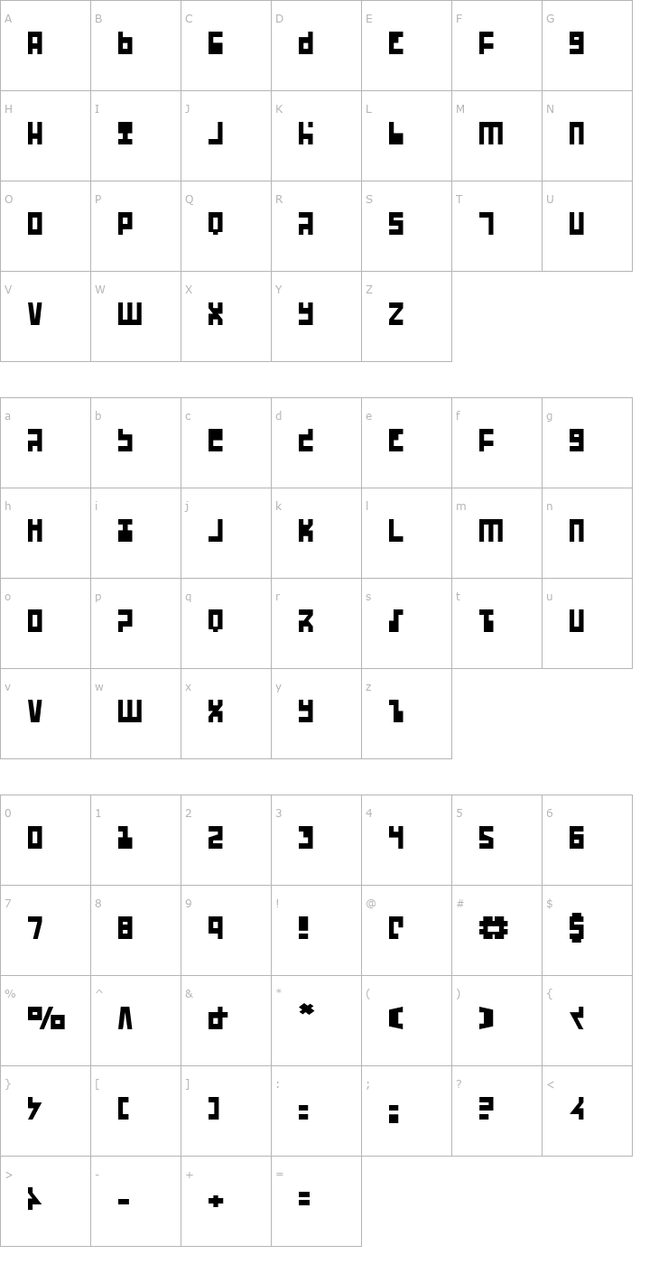 Character Map UFO Hunter Font