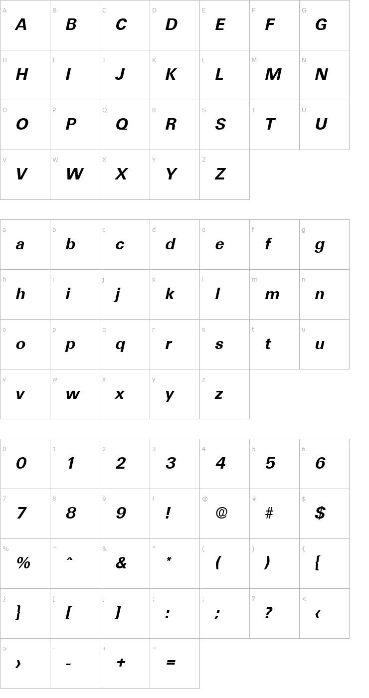 Character Map Ultimate-Serial-BoldItalic Font