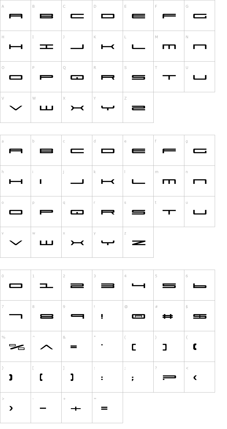 Character Map Ultra 911 Font