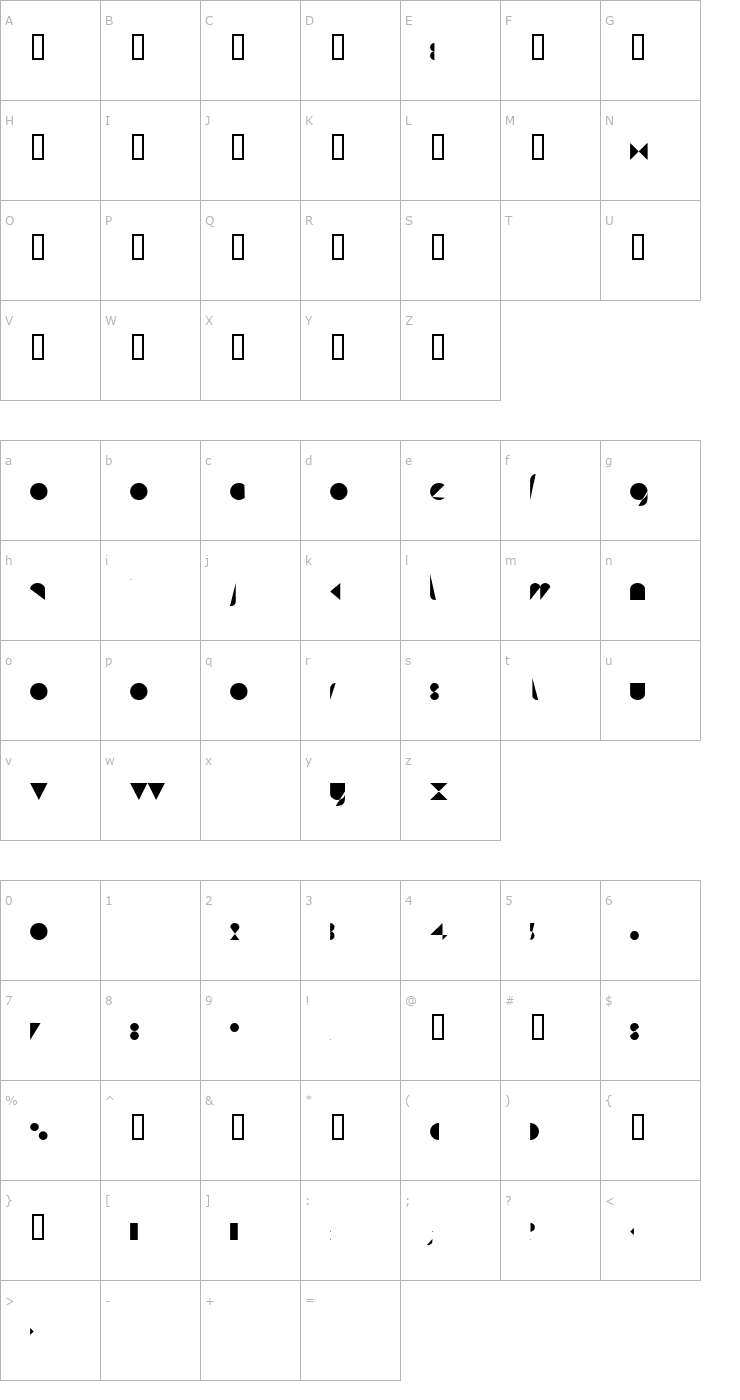 Character Map Ultra Light Font