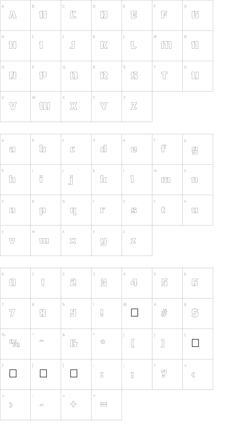 Character Map Ultra Serif Outline SF Font