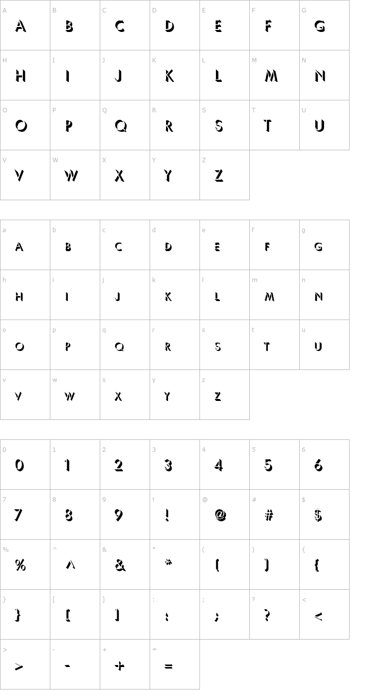 Character Map Ultra Shadow Regular Font