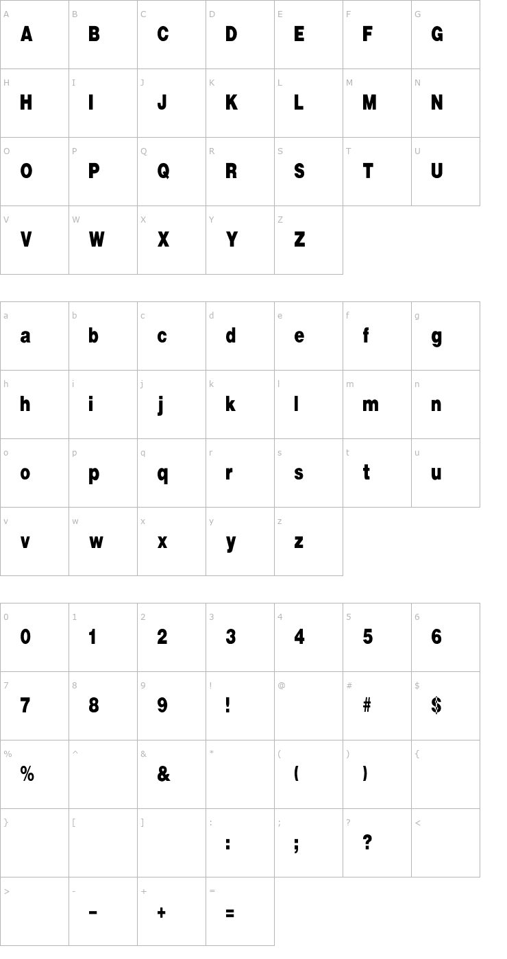 Character Map UltraBlack Cn Font