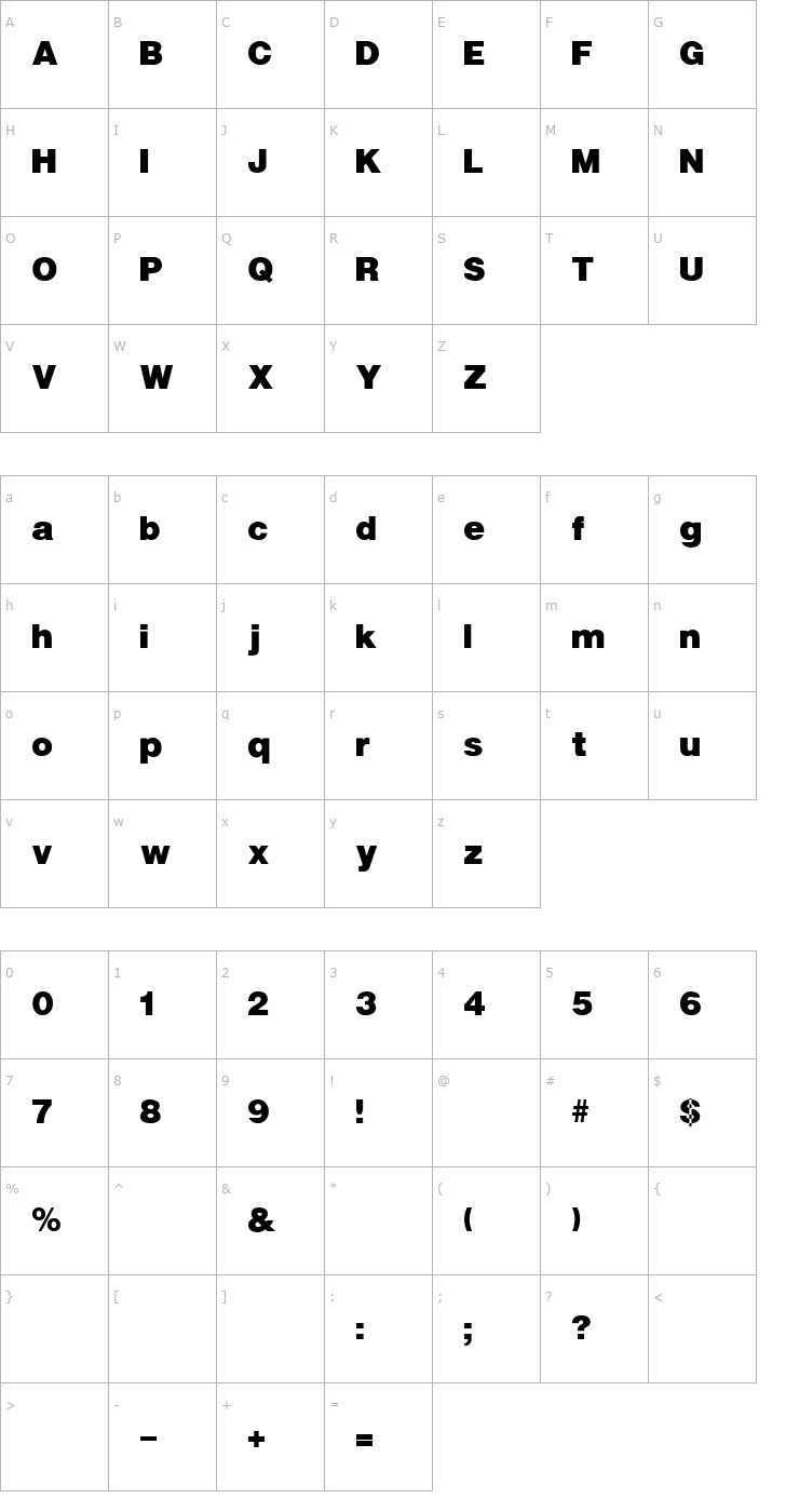 Character Map UltraBlack Font