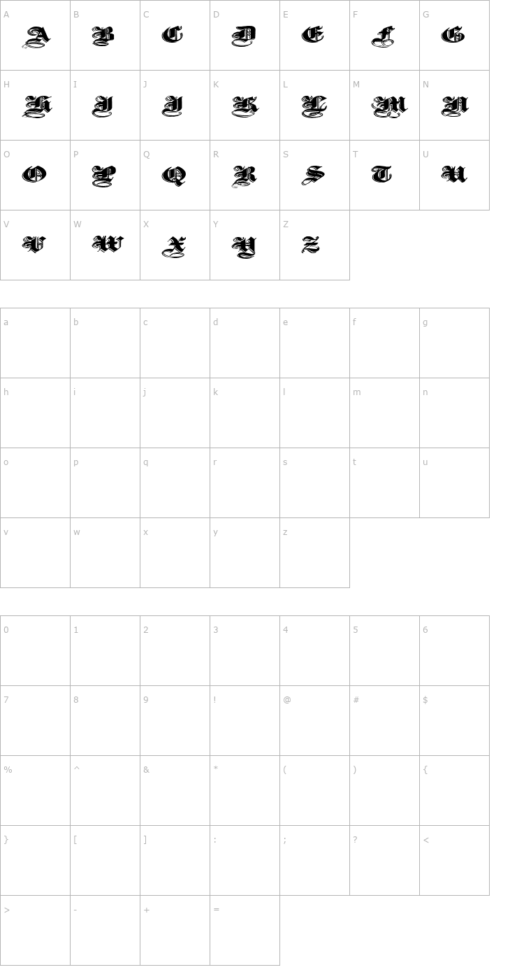 Character Map UltraBlack Initials Expanded Ultra Font