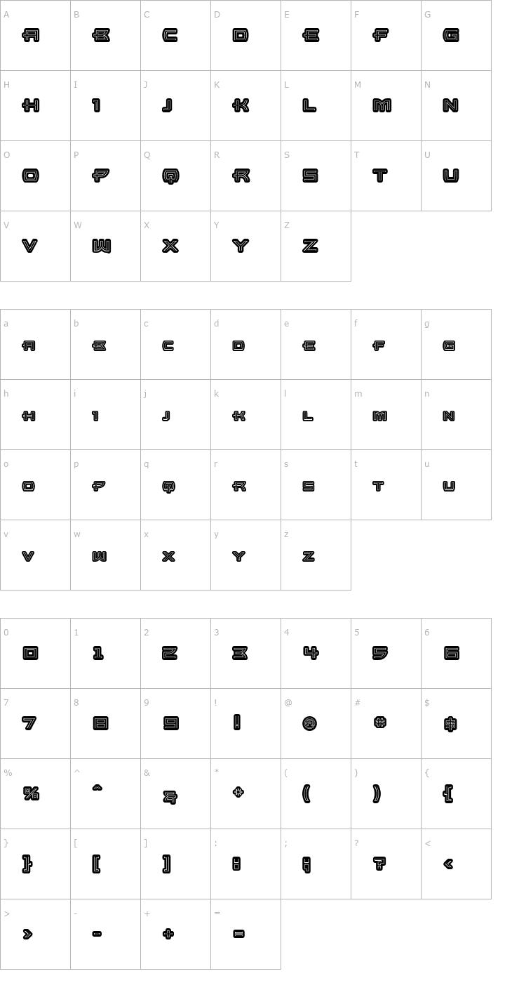 Character Map UltraBronzo Inline Font