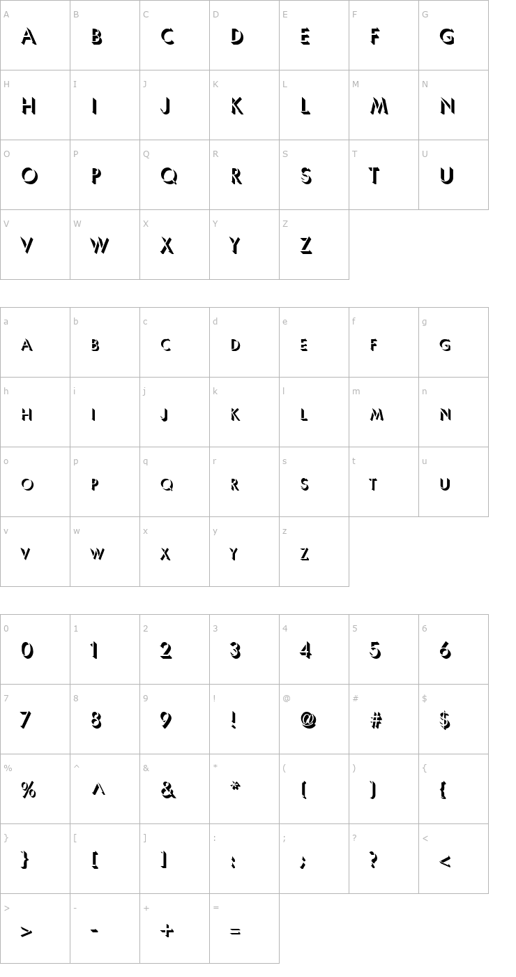 Character Map UltraShadow Font
