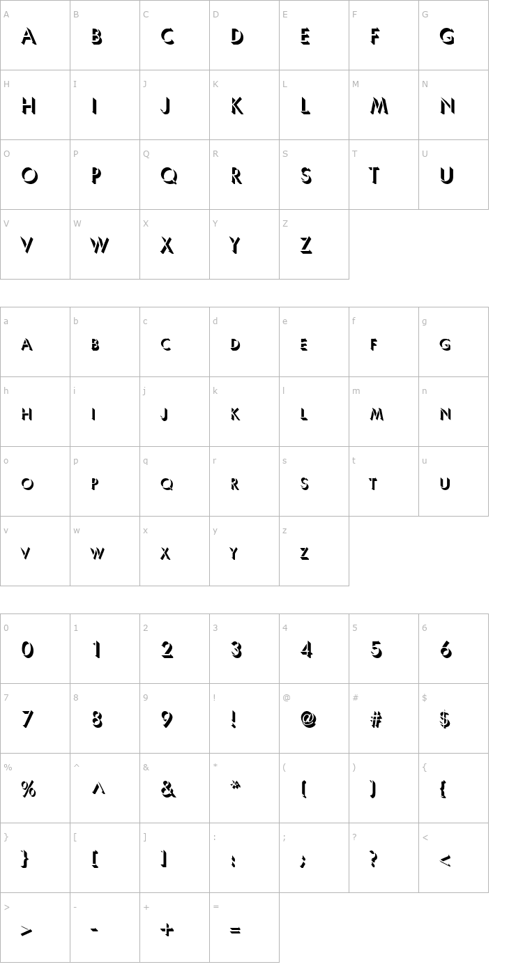 Character Map UltraShadow Regular Font