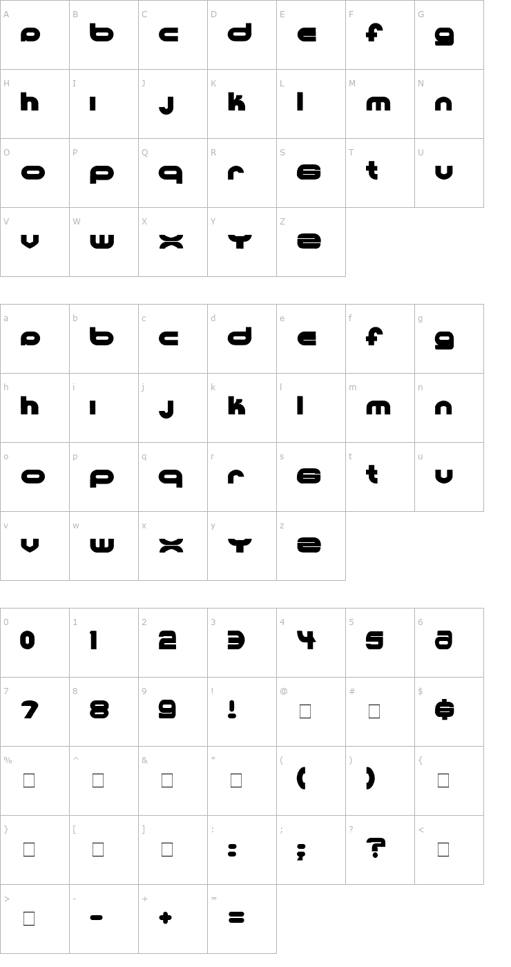 Character Map Ultraworld black Font