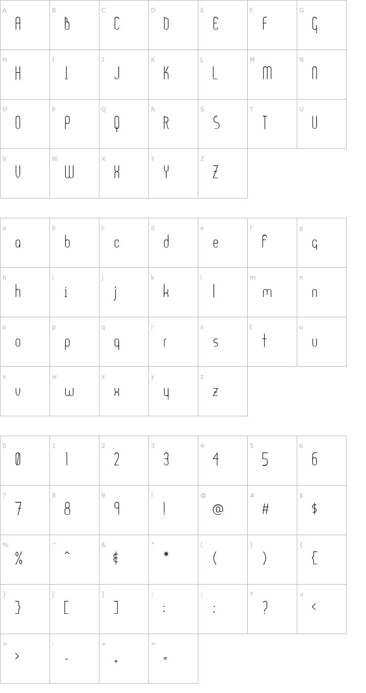 Character Map Ultura Medium Font