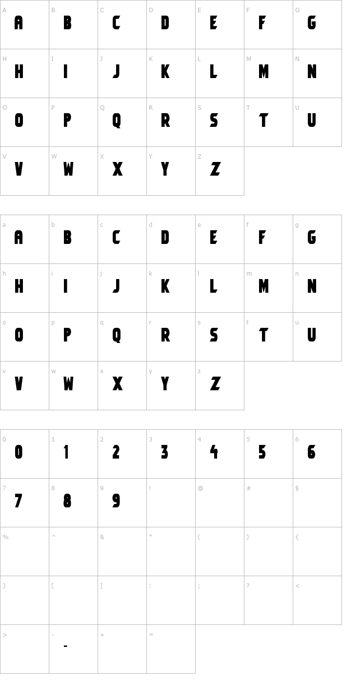 Character Map Umbro Solid Font