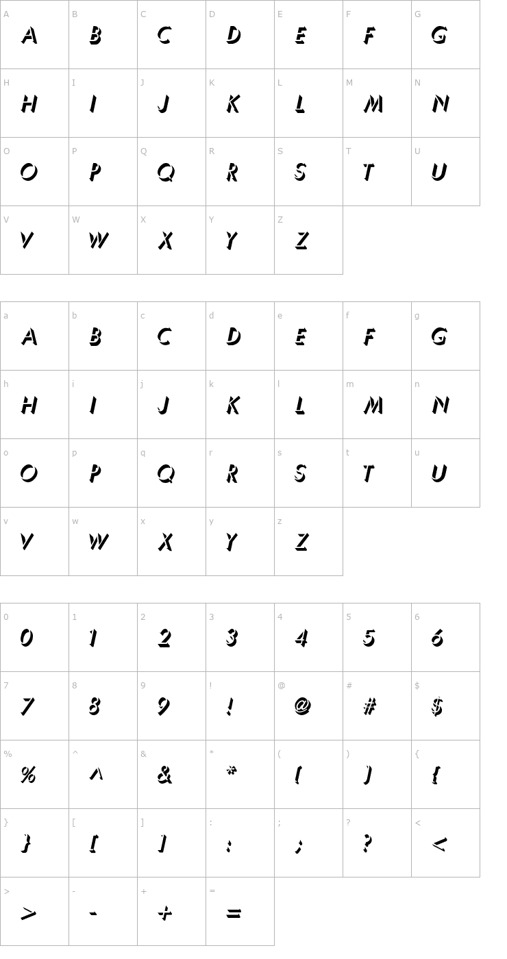 Character Map UmbShade-I Font
