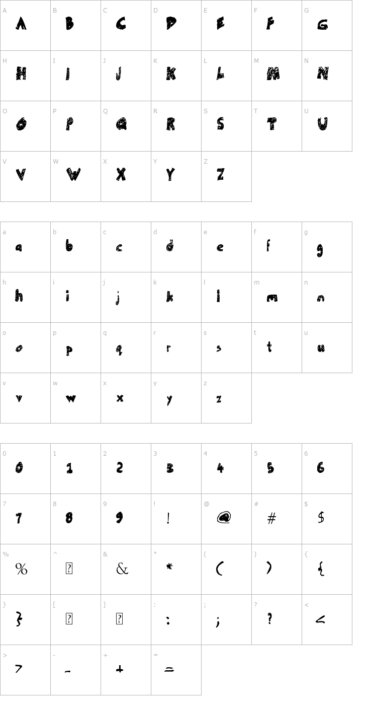 Character Map Un-finished Font