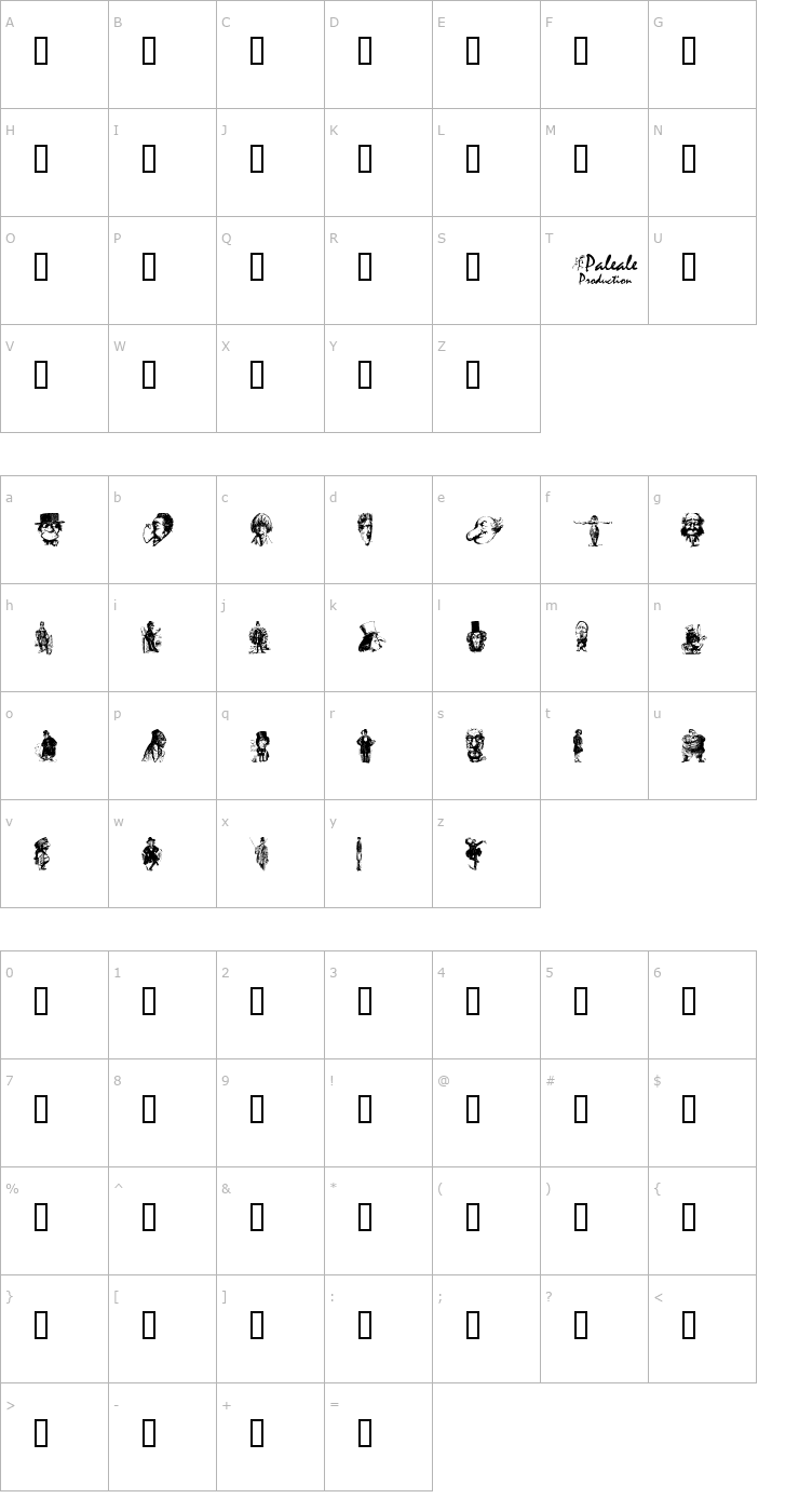 Character Map Unca Pale 1 Font