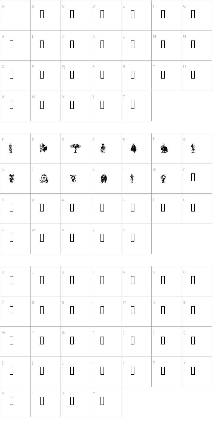 Character Map Unca Pale 2 Font