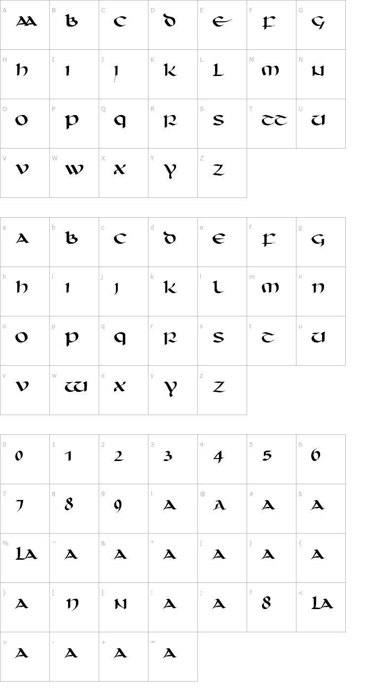 Character Map unciaal Font