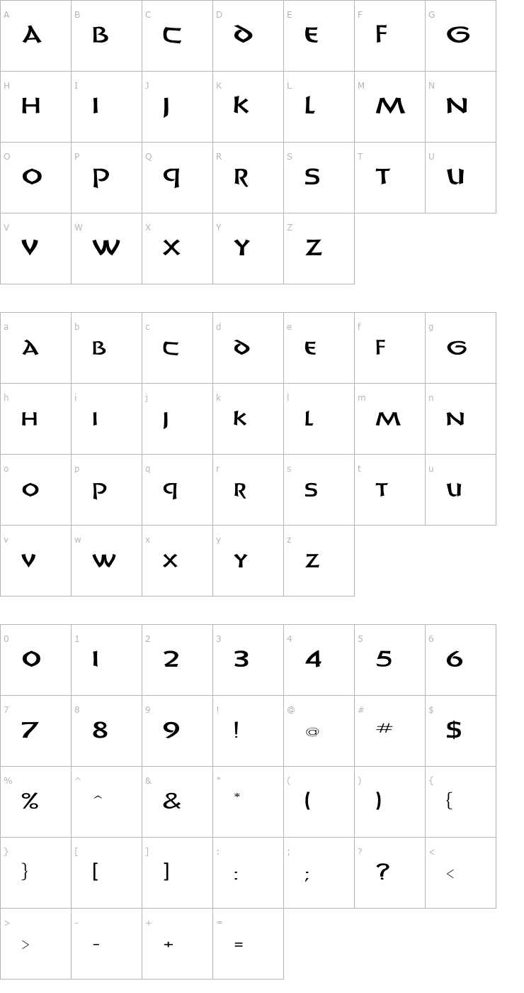 Character Map UnciaDis Ex Font