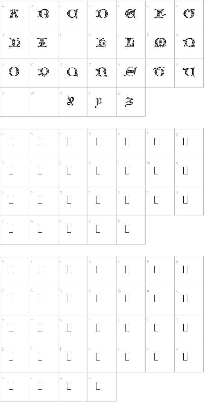 Character Map Uncial 1475 Font