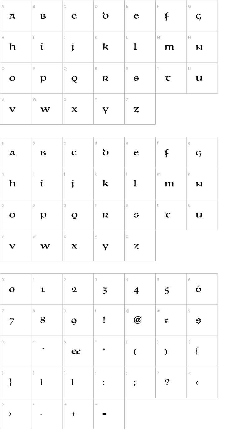 Character Map Unciala-Regular Font