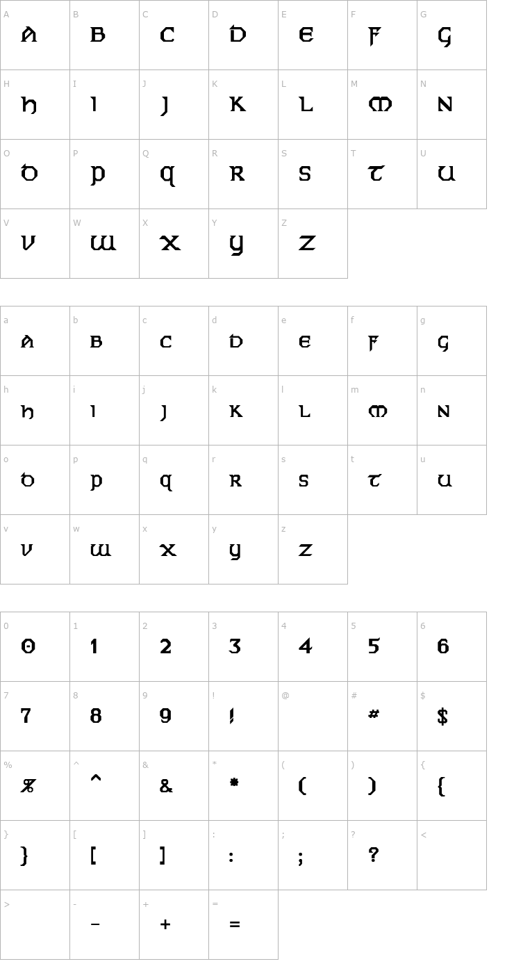 Character Map UncialModern Bold Font