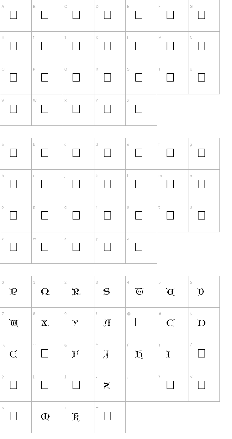 Character Map UncioGothic Font