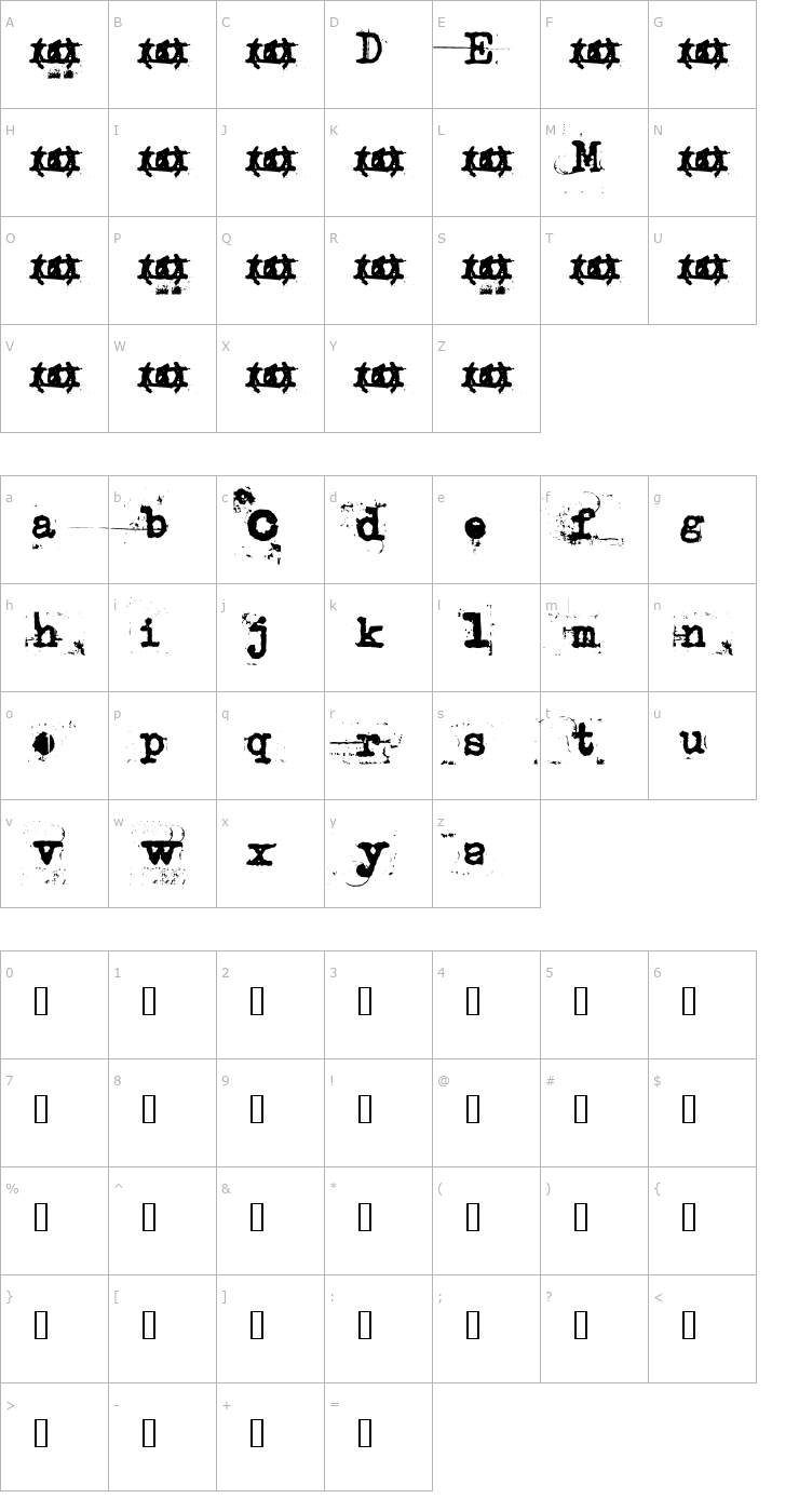 Character Map Uncle Typewriter Font