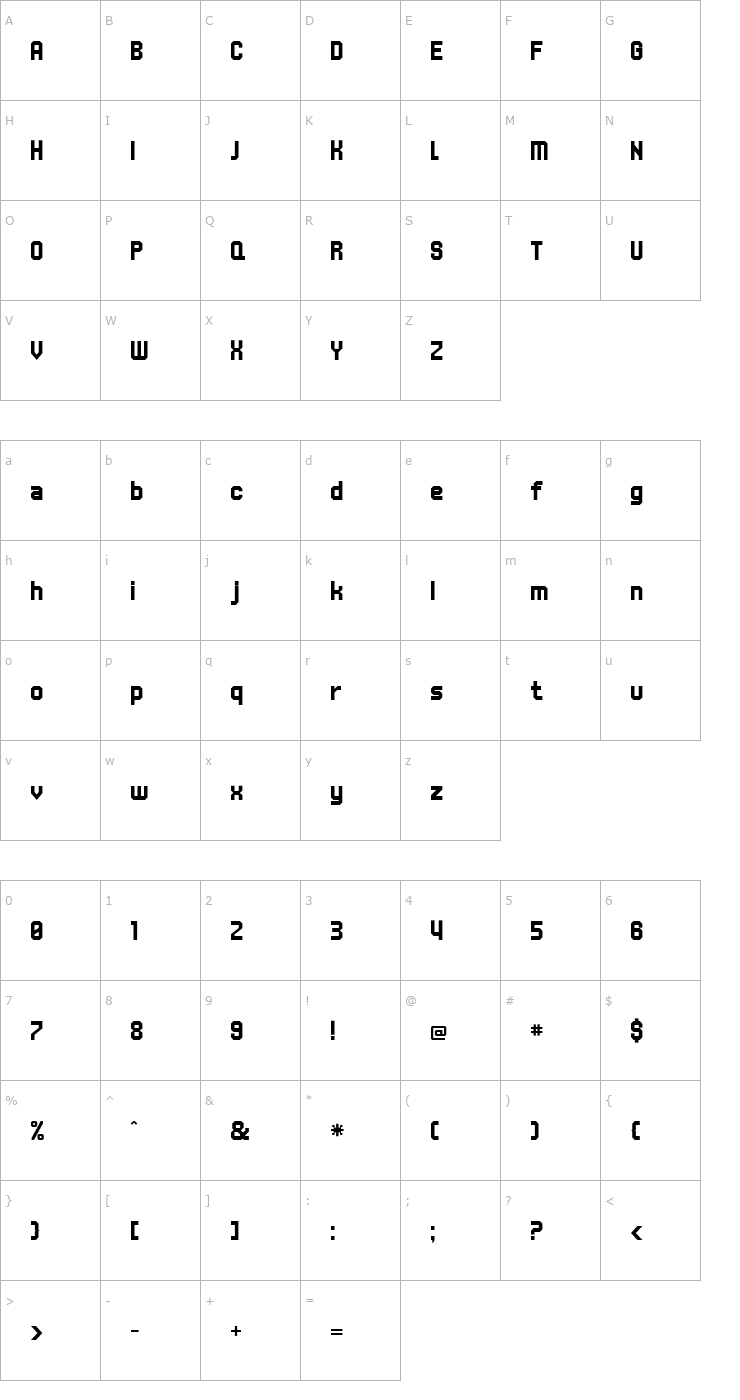 Character Map UNDA-Angle Font
