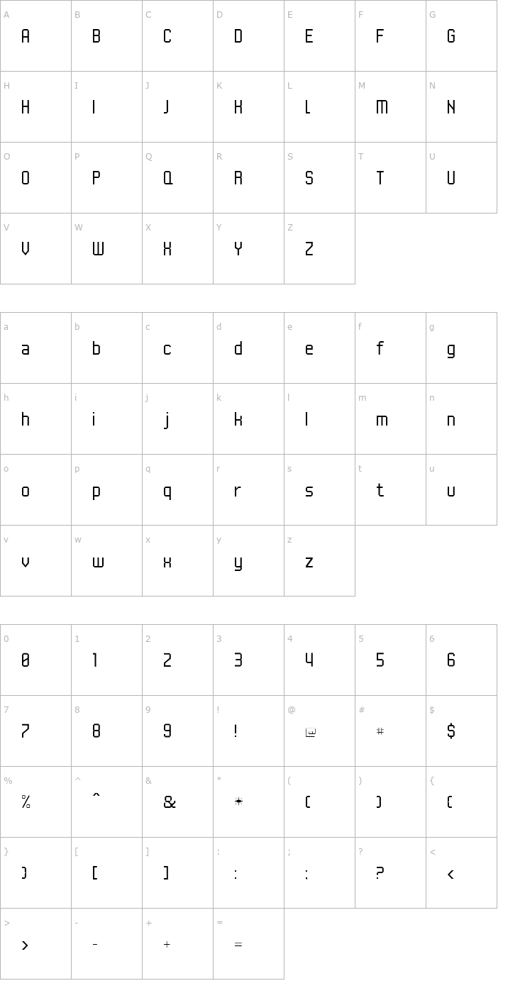 Character Map UNDA-AngleFine Font