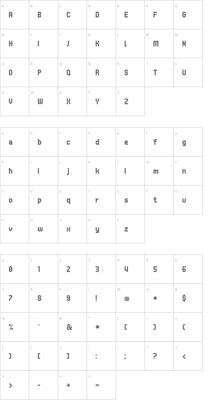 Character Map UNDA-Square Font