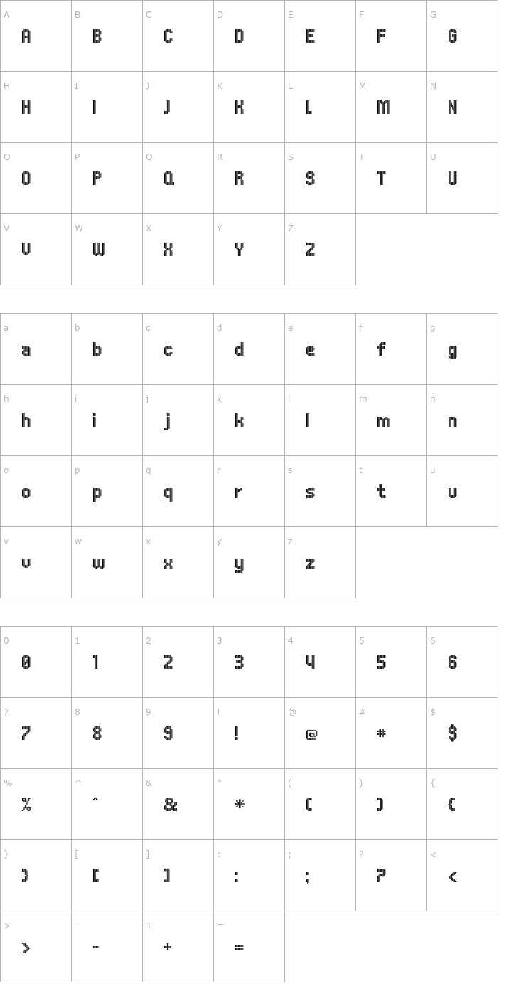 Character Map UNDA-Vertical Font