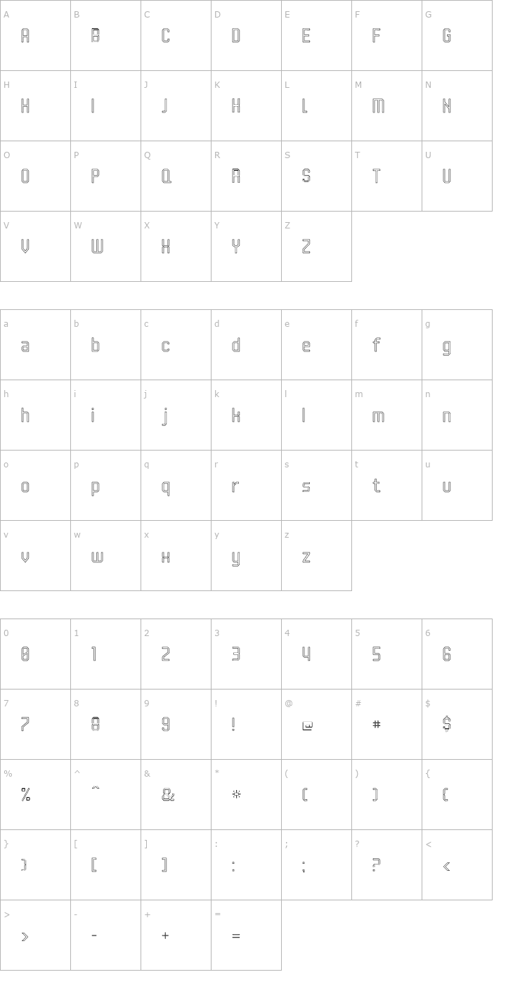 Character Map UNDAOutlineFine Font