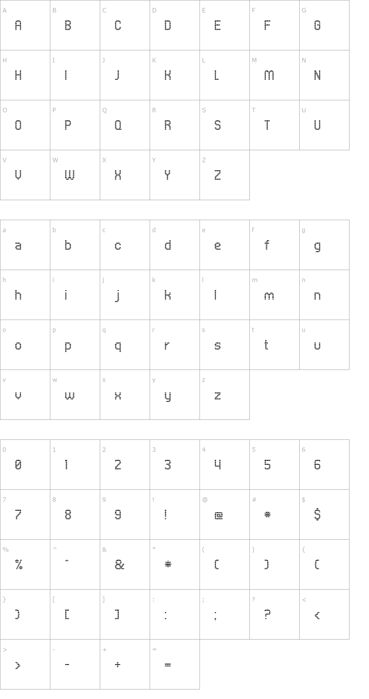 Character Map UNDASquareFine Font