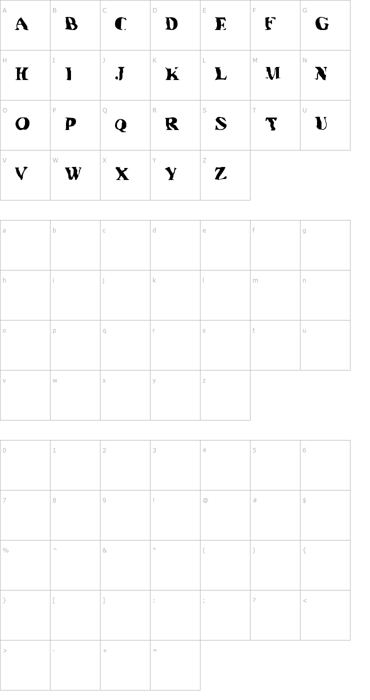 Character Map Under water Font