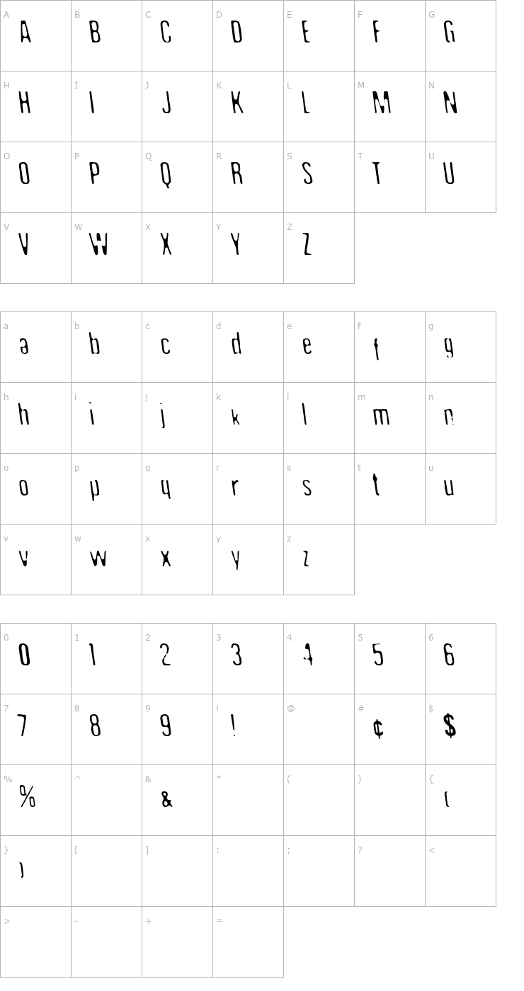 Character Map Undo36 Font