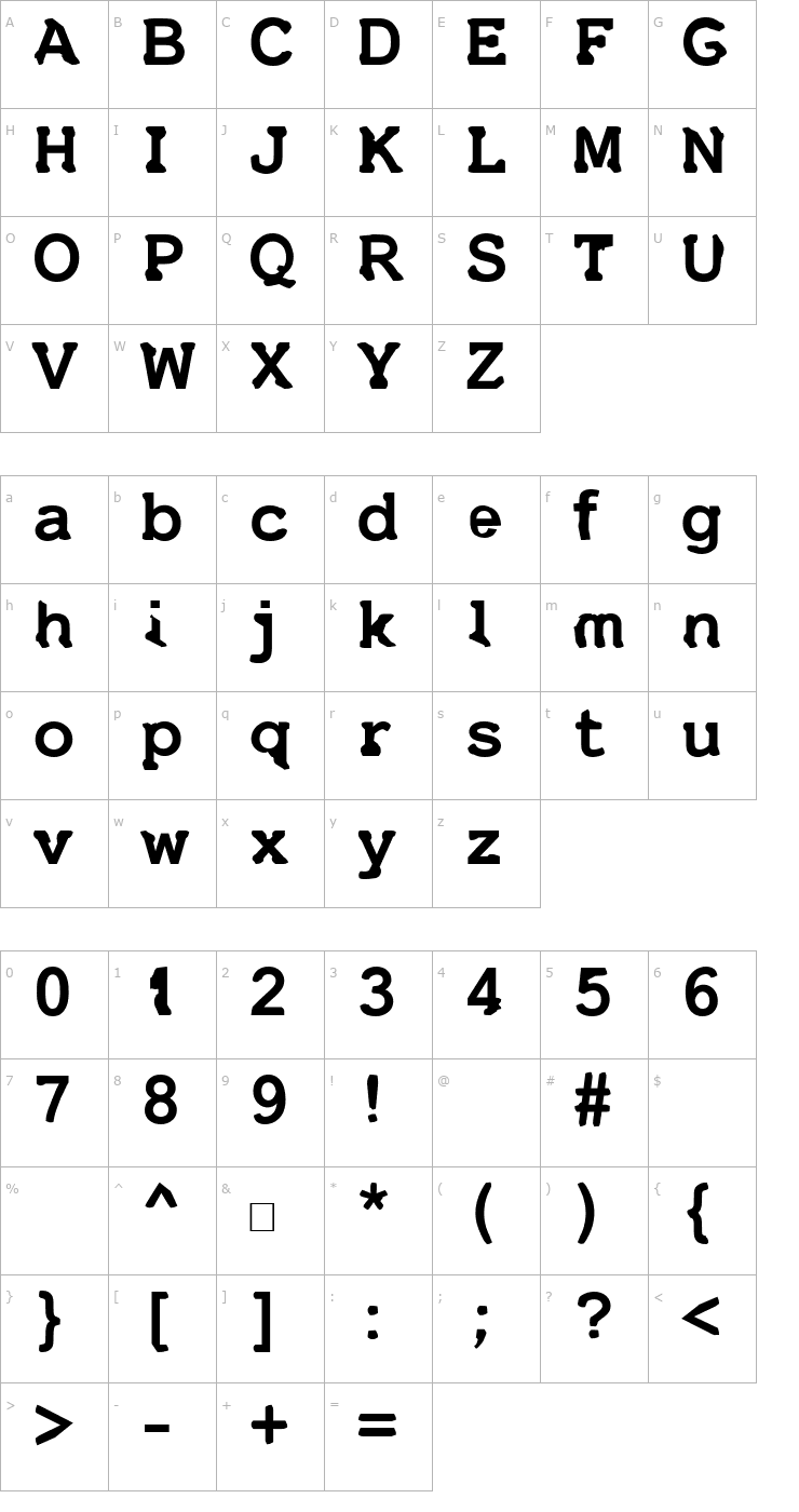 Character Map Uneek Font