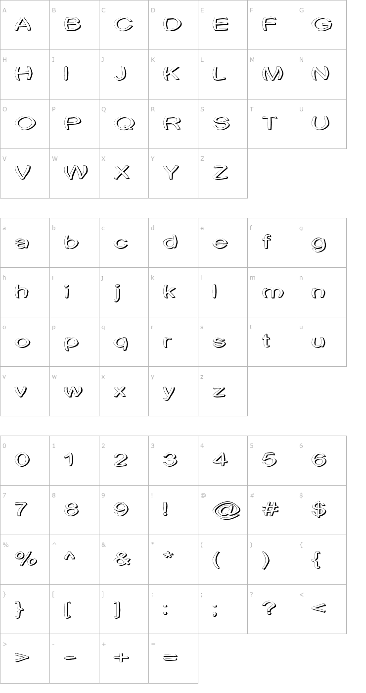 Character Map Uni Tortred Font