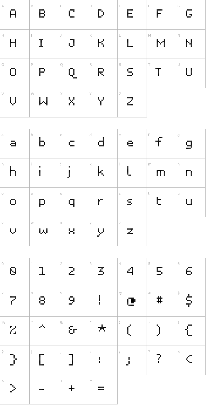 Character Map Unibody 8 Font