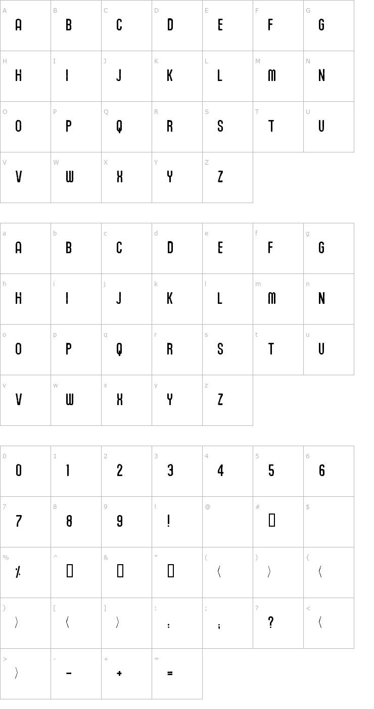 Character Map Union Agrochem Font
