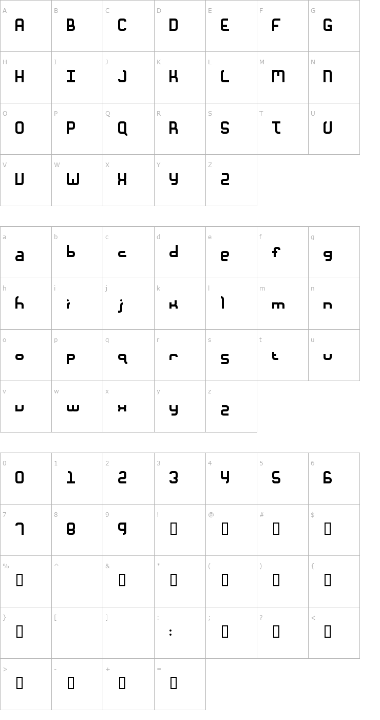 Character Map Unionform Font