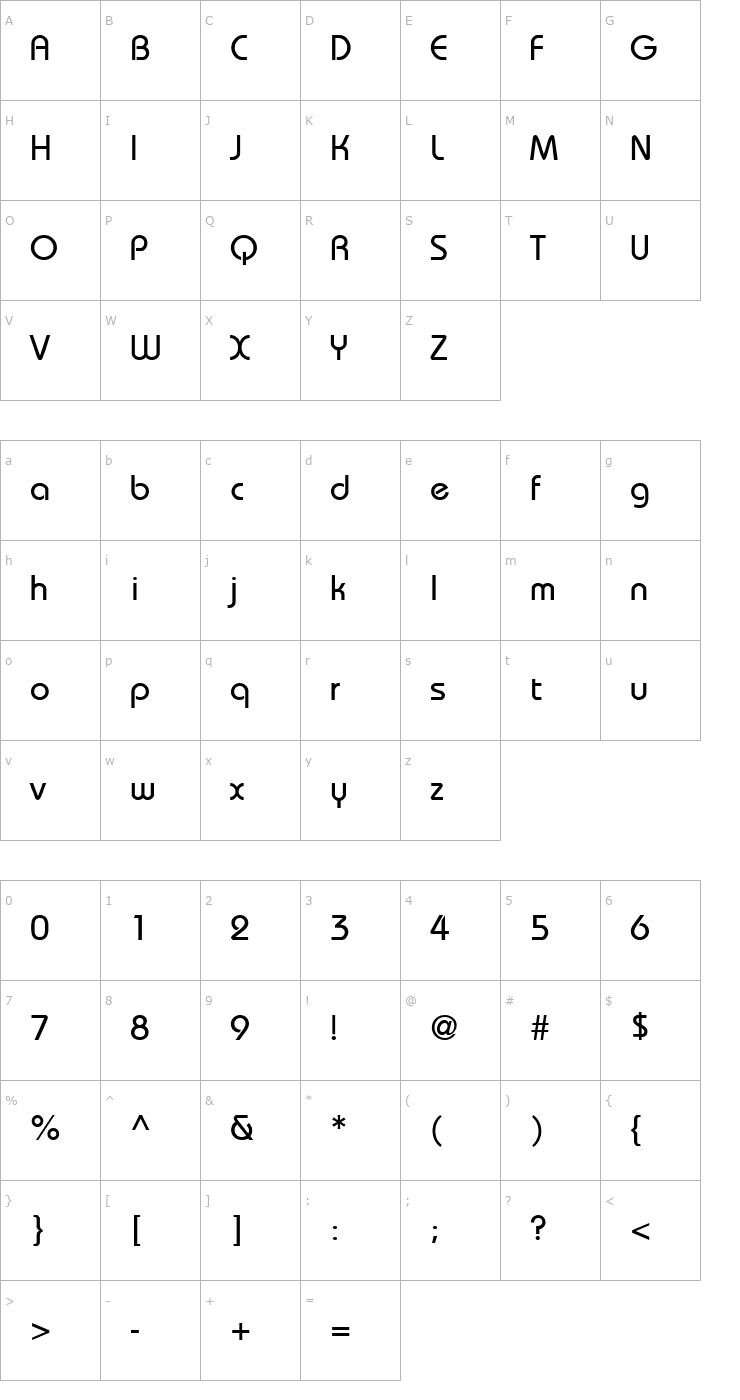 Character Map Unique Font