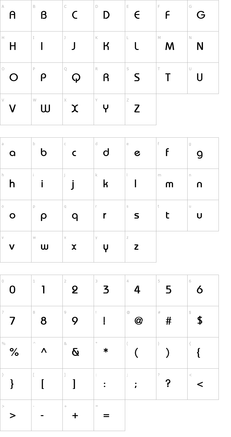Character Map Unique Heavy Font