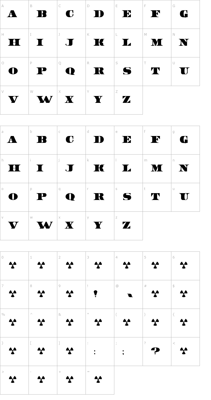 Character Map UnitedStates Font