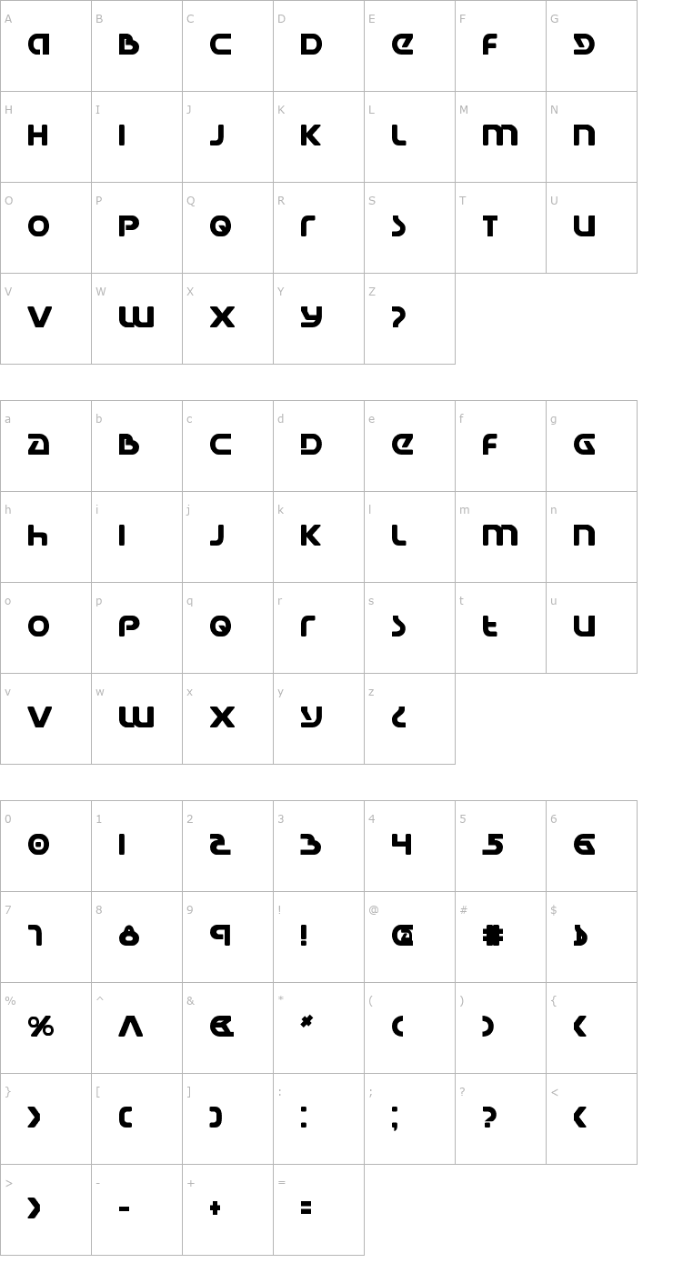 Character Map Universal Jack Bold Font