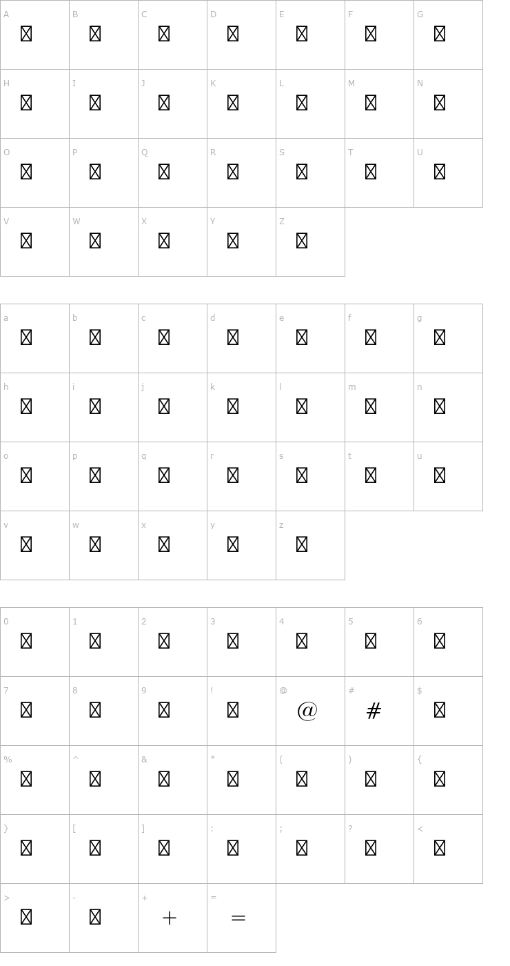 Character Map UniversalStd-NewswithCommPi Font