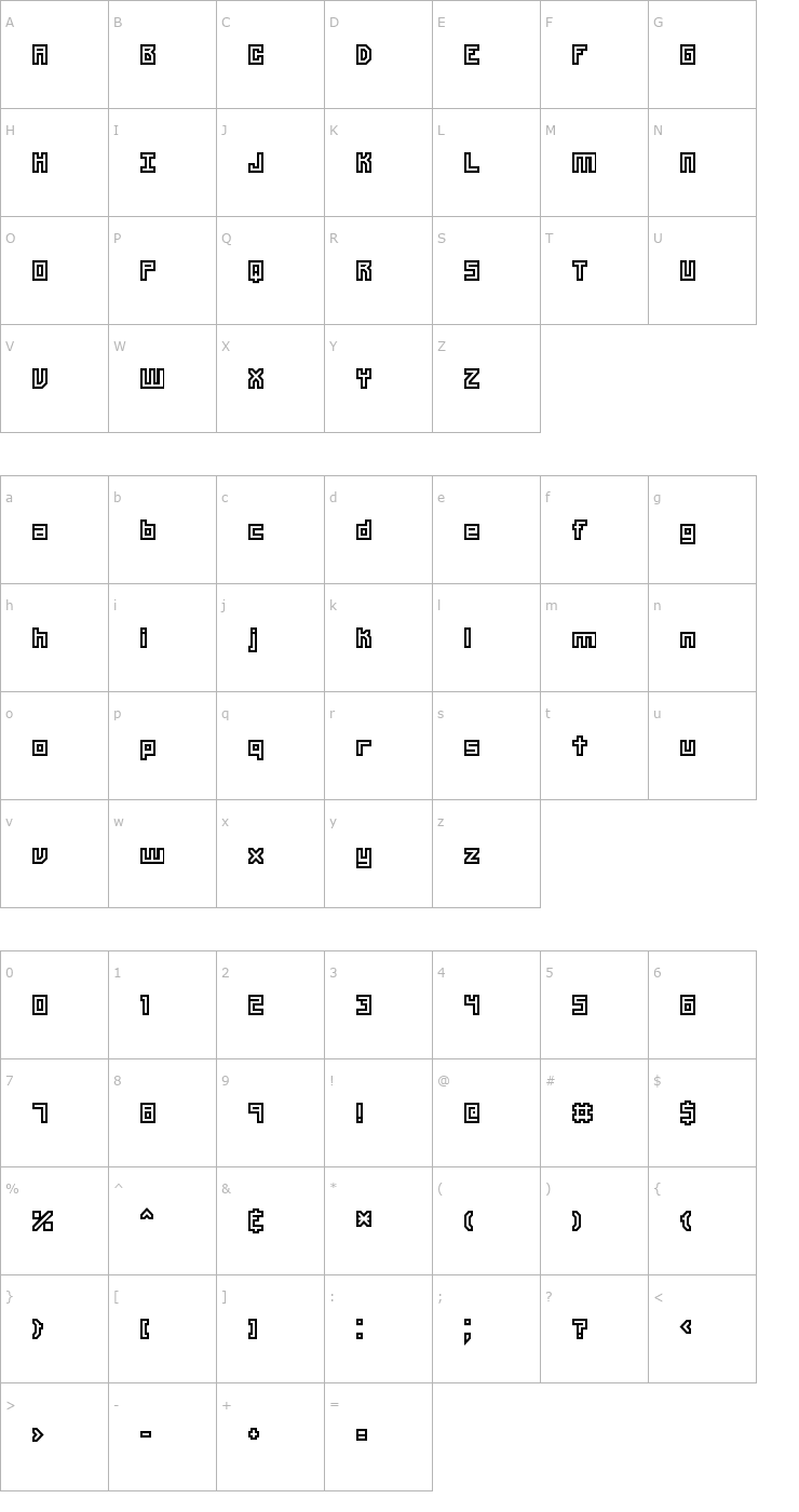 Character Map Unlearned 2 BRK Font