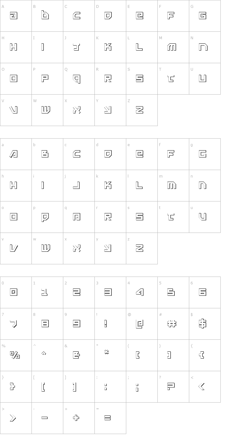 Character Map Uno Estado 3D Font