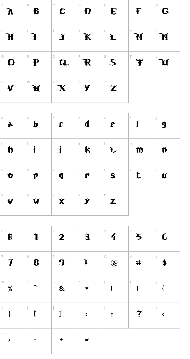 Character Map Unreal Tournament Font