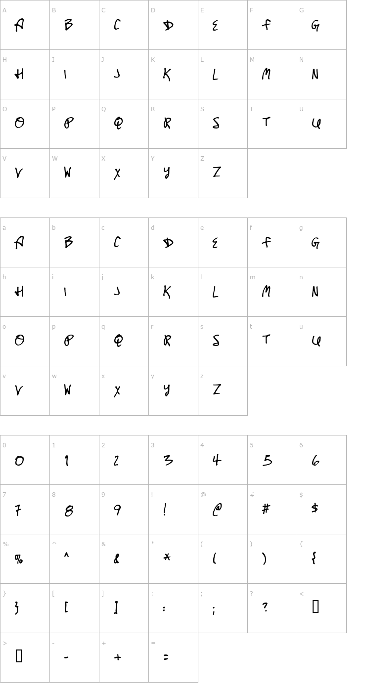 Character Map Untitled Font