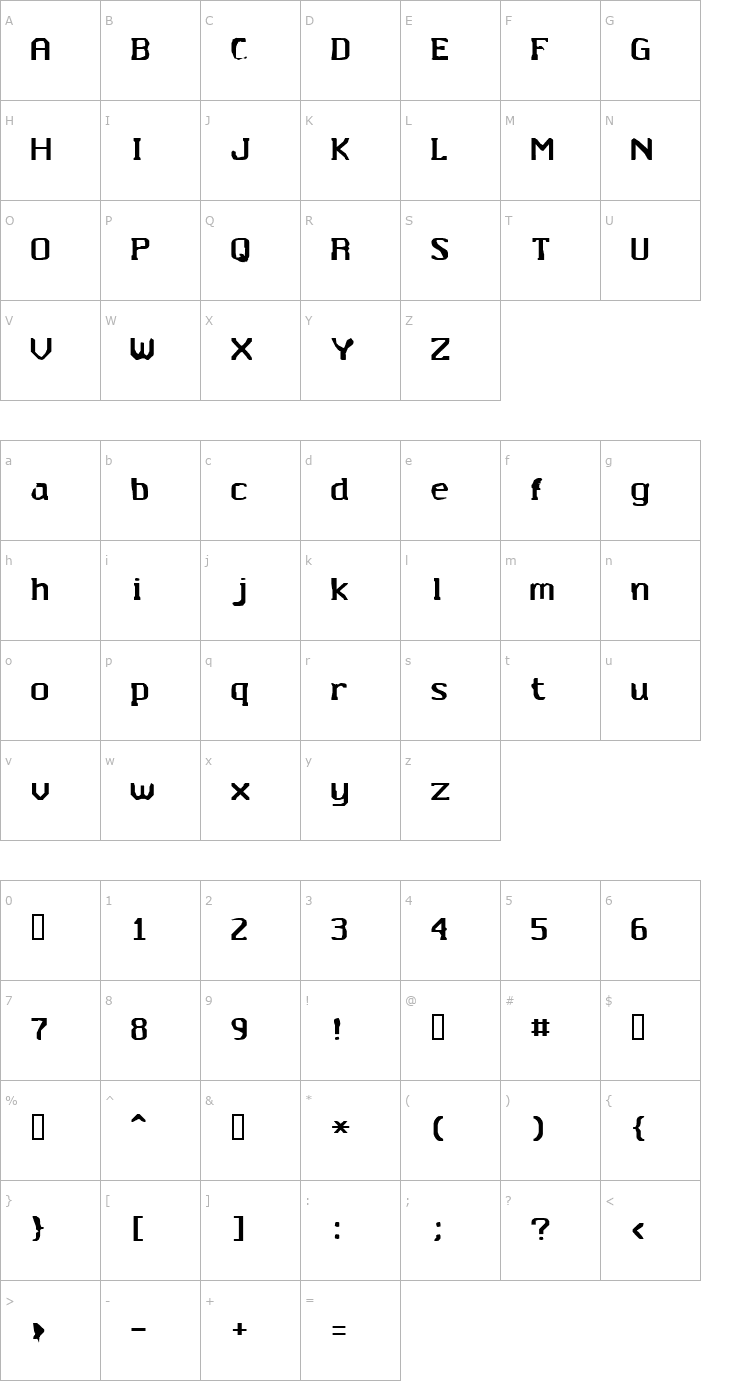 Character Map Untitted Font