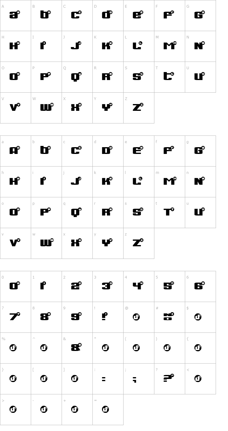 Character Map UnTrue Font